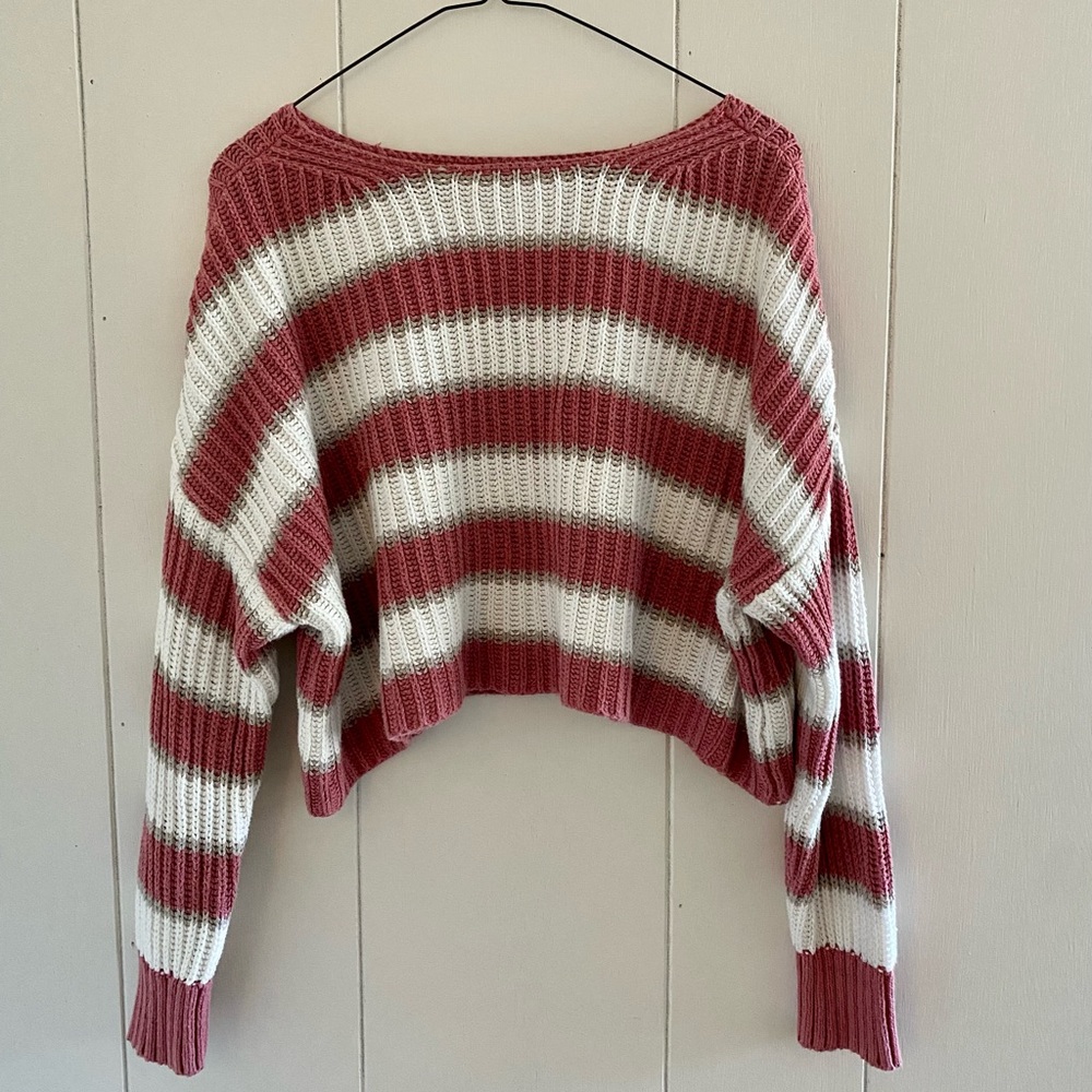 Striped Cropped Sweater, Medium, American Eagle